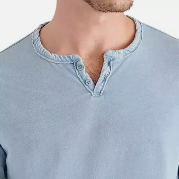 NWT Lucky Brand Men's Long Sleeve Triblend Notch Neck Henley with button closur - Picture 10 of 15